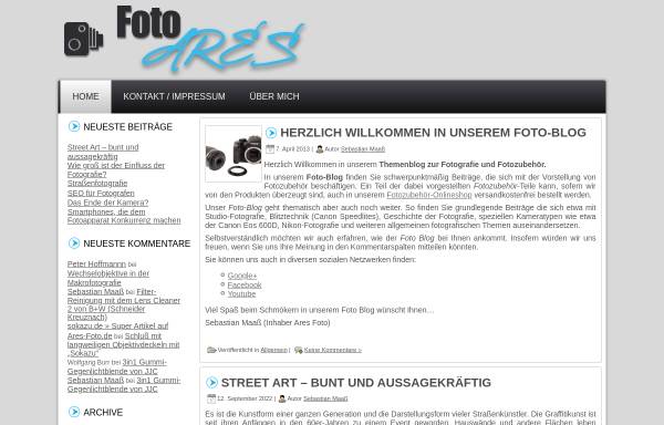 Vorschau von www.ares-foto.de, Blog über Fotozubehör und Grundlagen der Fotografie