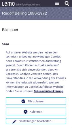 Vorschau der mobilen Webseite www.dhm.de, Belling, Rudolf (1886-1972)