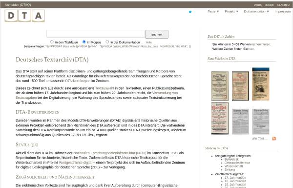 Vorschau von www.deutschestextarchiv.de, Deutsches Textarchiv