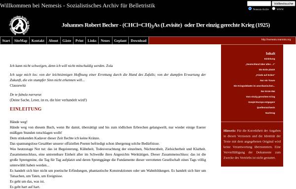 Vorschau von nemesis.marxists.org, Johannes Robert Becher: (CHCl=CH)3As (Levisite) oder Der einzig gerechte Krieg (1925)