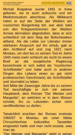Vorschau der mobilen Webseite www.sandammeer.at, Michail Bulgakow: Der Meister und Margarita