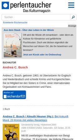 Vorschau der mobilen Webseite www.perlentaucher.de, Andrea C. Busch
