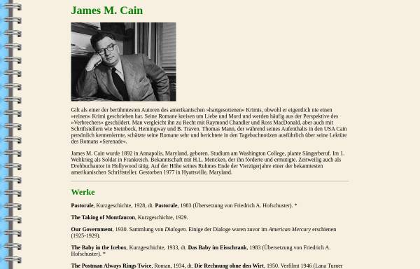 Vorschau von www.jbeilharz.de, James M. Cain - Kurzbiographie und Werke