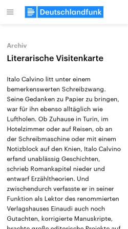 Vorschau der mobilen Webseite www.deutschlandfunk.de, Italo Calvino: Ein General in der Bibliothek