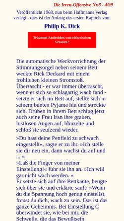 Vorschau der mobilen Webseite www.antipsychiatrie.de, Irren-Offensive Nr. 8 - Träumen Androiden von elektrischen Schafen?