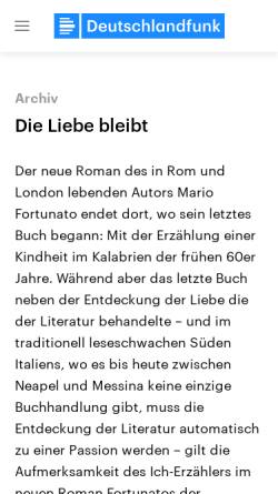 Vorschau der mobilen Webseite www.deutschlandfunk.de, Mario Fortunato: Die Liebe bleibt