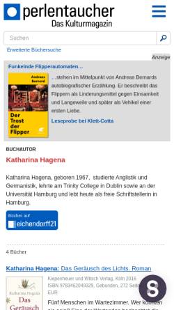 Vorschau der mobilen Webseite www.perlentaucher.de, Katharina Hagena