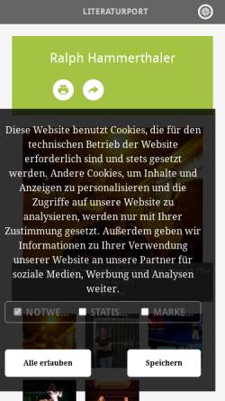 Vorschau der mobilen Webseite www.literaturport.de, Ralph Hammerthaler