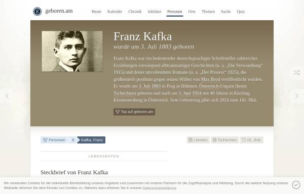 Vorschau von geboren.am, Geboren.am: Franz Kafka