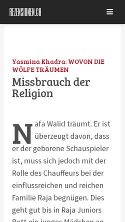 Vorschau der mobilen Webseite rezensionen.ch, Yasmina Khadra: Wovon die Wölfe träumen