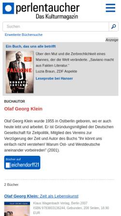 Vorschau der mobilen Webseite www.perlentaucher.de, Olaf Georg Klein