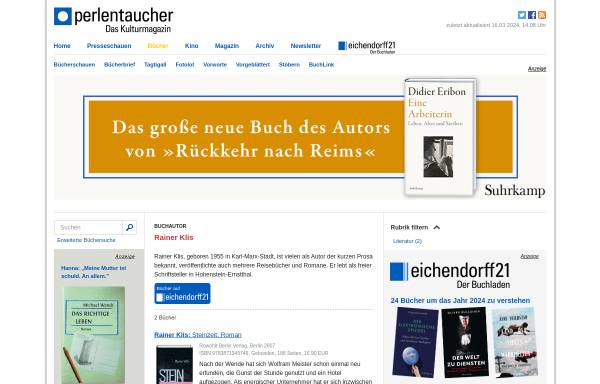 Vorschau von www.perlentaucher.de, Rainer Klis