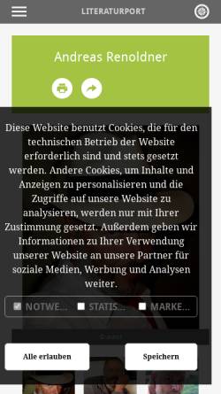 Vorschau der mobilen Webseite www.literaturport.de, Andreas Renoldner