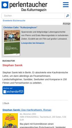 Vorschau der mobilen Webseite www.perlentaucher.de, Stephan Sarek