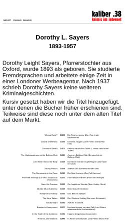 Vorschau der mobilen Webseite www.kaliber38.de, kaliber .38 Autoren-Infos: Dorothy L. Sayers
