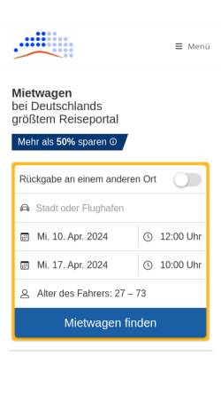 Vorschau der mobilen Webseite www.mietwagen-preisvergleich.de, Mietwagen-Preisvergleich.de, Klaus Färber
