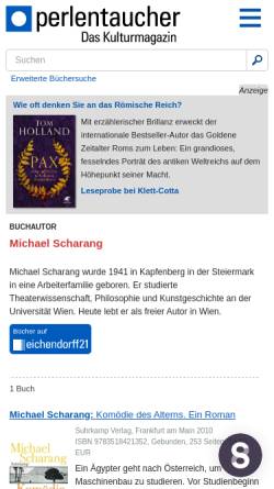 Vorschau der mobilen Webseite www.perlentaucher.de, Michael Scharang