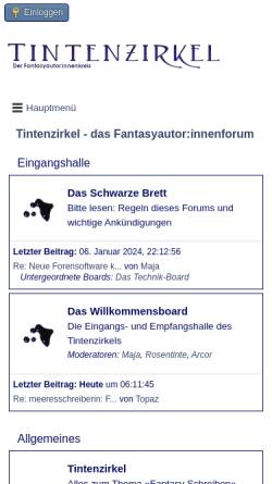 Vorschau der mobilen Webseite forum.tintenzirkel.de, Tintenzirkel