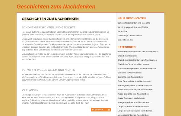 Vorschau von www.geschichten-zum-nachdenken.de, Geschichten zum Nachdenken