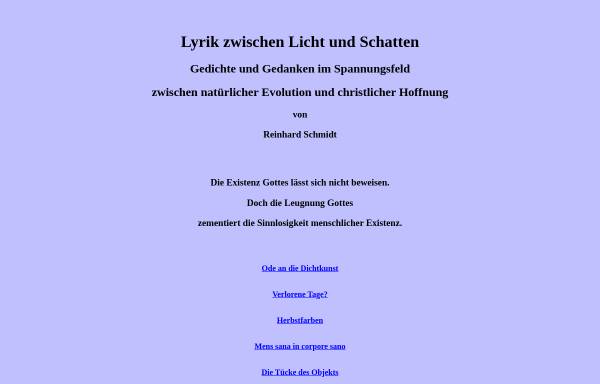Vorschau von www.lyrik-licht-schatten.de, Lyrik zwischen Licht und Schatten