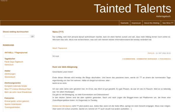 Vorschau von taintedtalents.twoday.net, Tainted Talents