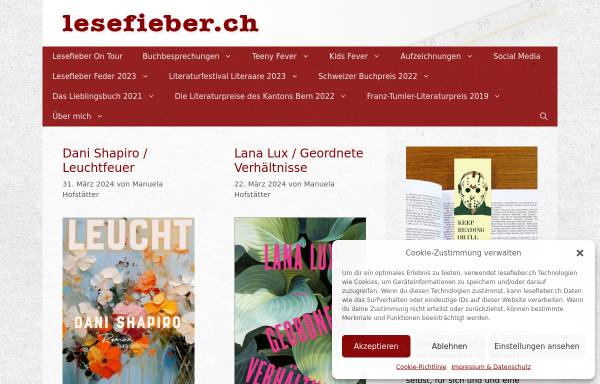 Vorschau von www.lesefieber.ch, Lesefieber.ch - Buchbesprechungen