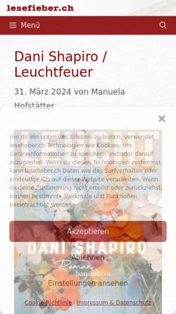 Vorschau der mobilen Webseite www.lesefieber.ch, Lesefieber.ch - Buchbesprechungen