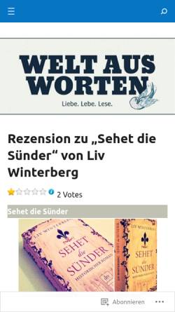Vorschau der mobilen Webseite www.weltausworten.wordpress.com, Welt Aus Worten Bücherblog