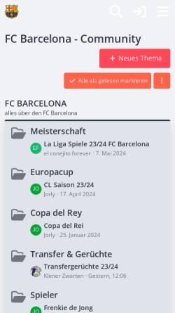 Vorschau der mobilen Webseite www.fcbarcelona.ch, FC Barcelona Community