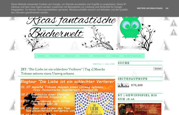 Vorschau von ricas-fantastische-buecherwelt.blogspot.de, Ricas Fantastische Bücherwelt