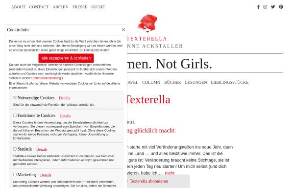 Vorschau von www.texterella.de, Texterella und die schönen Dinge