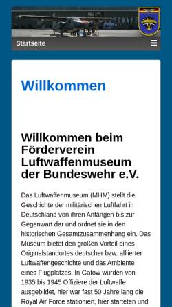 Vorschau der mobilen Webseite www.luftwaffenmuseum.com, Förderverein des Luftwaffenmuseums der Bundeswehr e.V.