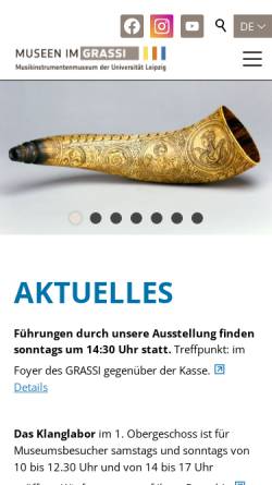 Vorschau der mobilen Webseite mfm.uni-leipzig.de, Leipzig, Museum für Musikinstrumente der Universität