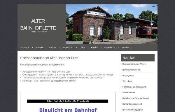 Vorschau von www.bahnhof-lette.de, Alter Bahnhof Lette