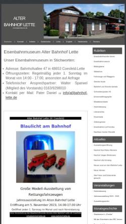 Vorschau der mobilen Webseite www.bahnhof-lette.de, Alter Bahnhof Lette