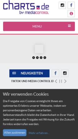Vorschau der mobilen Webseite www.charts.de, media control