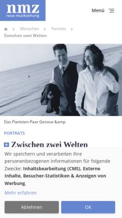 Vorschau der mobilen Webseite www.nmz.de, Zwischen zwei Welten
