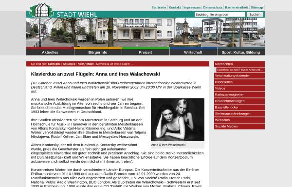 Vorschau von www.wiehl.de, Klavierduo an zwei Flügeln
