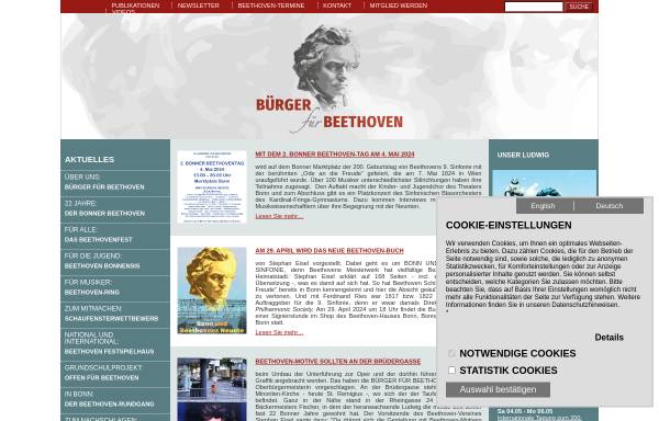 Vorschau von www.buergerfuerbeethoven.de, Bürger für Beethoven - Freunde und Förderer der Internationalen Beethovenfeste in Bonn e.V.
