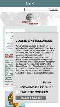 Vorschau der mobilen Webseite www.buergerfuerbeethoven.de, Bürger für Beethoven - Freunde und Förderer der Internationalen Beethovenfeste in Bonn e.V.