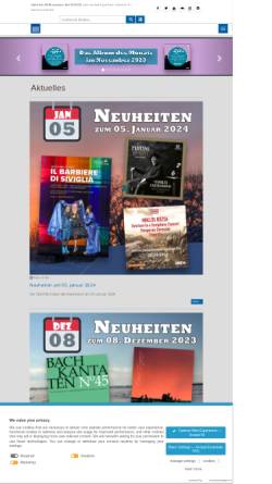 Vorschau der mobilen Webseite www.naxos.de, Naxos Deutschland Musik & Video Vertriebs-GmbH