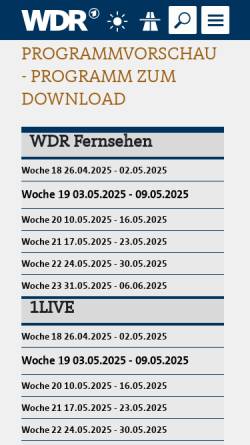 Vorschau der mobilen Webseite www.wdr.de, WDR-Wochenprogramm