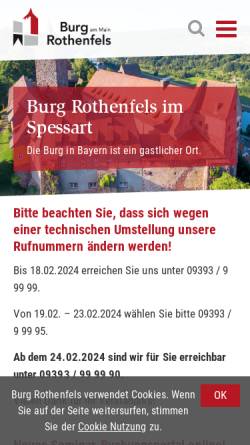 Vorschau der mobilen Webseite www.burg-rothenfels.de, Burg Rothenfels