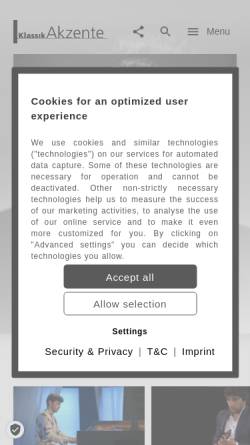 Vorschau der mobilen Webseite www.klassikakzente.de, KlassikAkzente