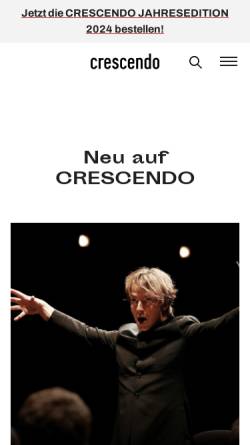 Vorschau der mobilen Webseite www.crescendo.de, crescendo - das Klassikmagazin