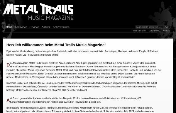 Vorschau von www.metal-trails.com, Metal Trails Musikmagazin