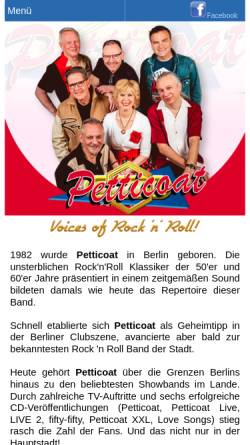 Vorschau der mobilen Webseite www.petticoat-berlin.de, Petticoat Showband