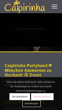 Vorschau der mobilen Webseite www.caipirinha-partyband.de, Caipirinha Partyband München