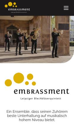 Vorschau der mobilen Webseite embrassment.de, Blechbläserquintett emBRASSment