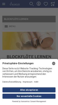 Vorschau der mobilen Webseite de.schott-music.com, Blockflöten-Portal